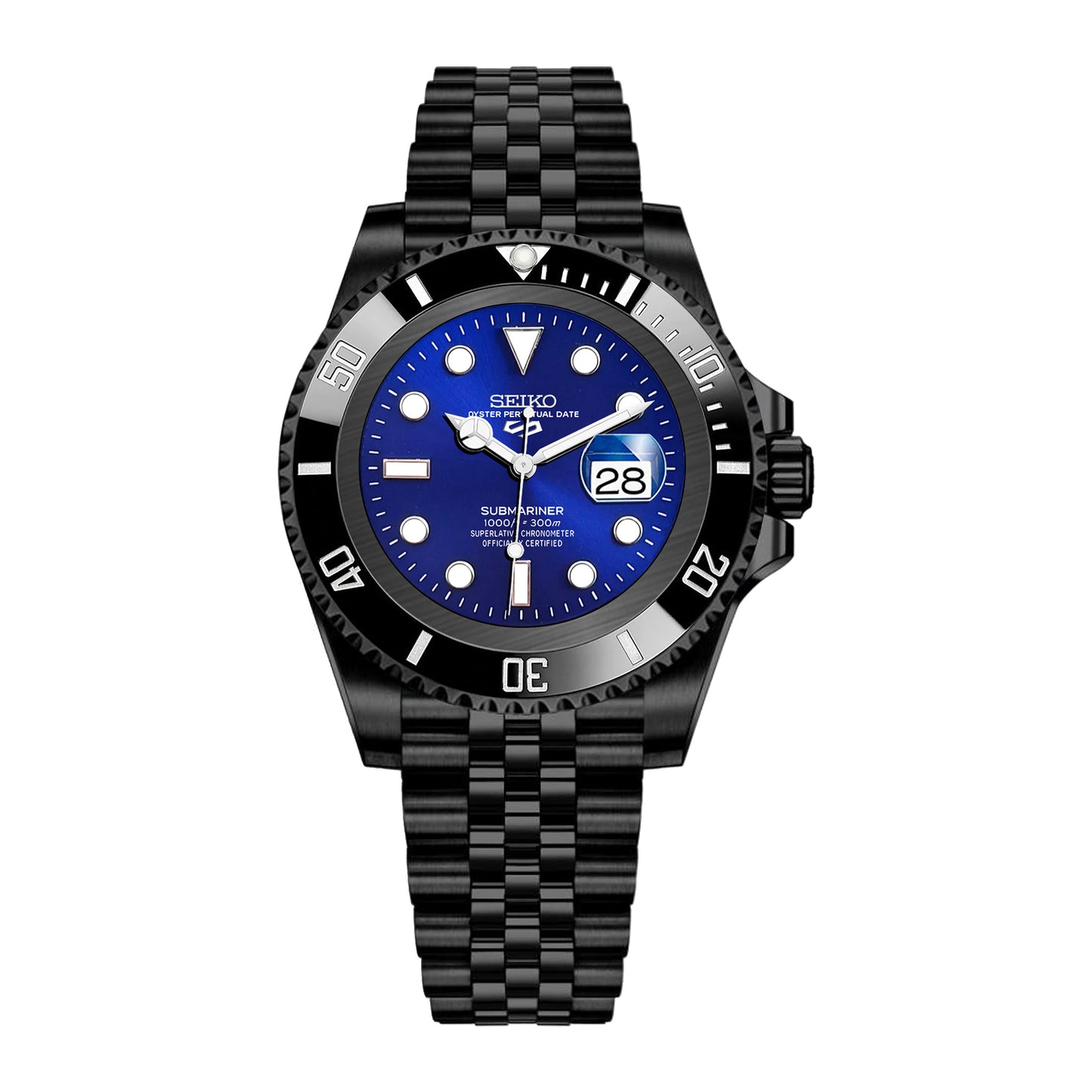 Seiko Sports Submariner PVD Jubilee Blue Dial - Black Bezel Insert