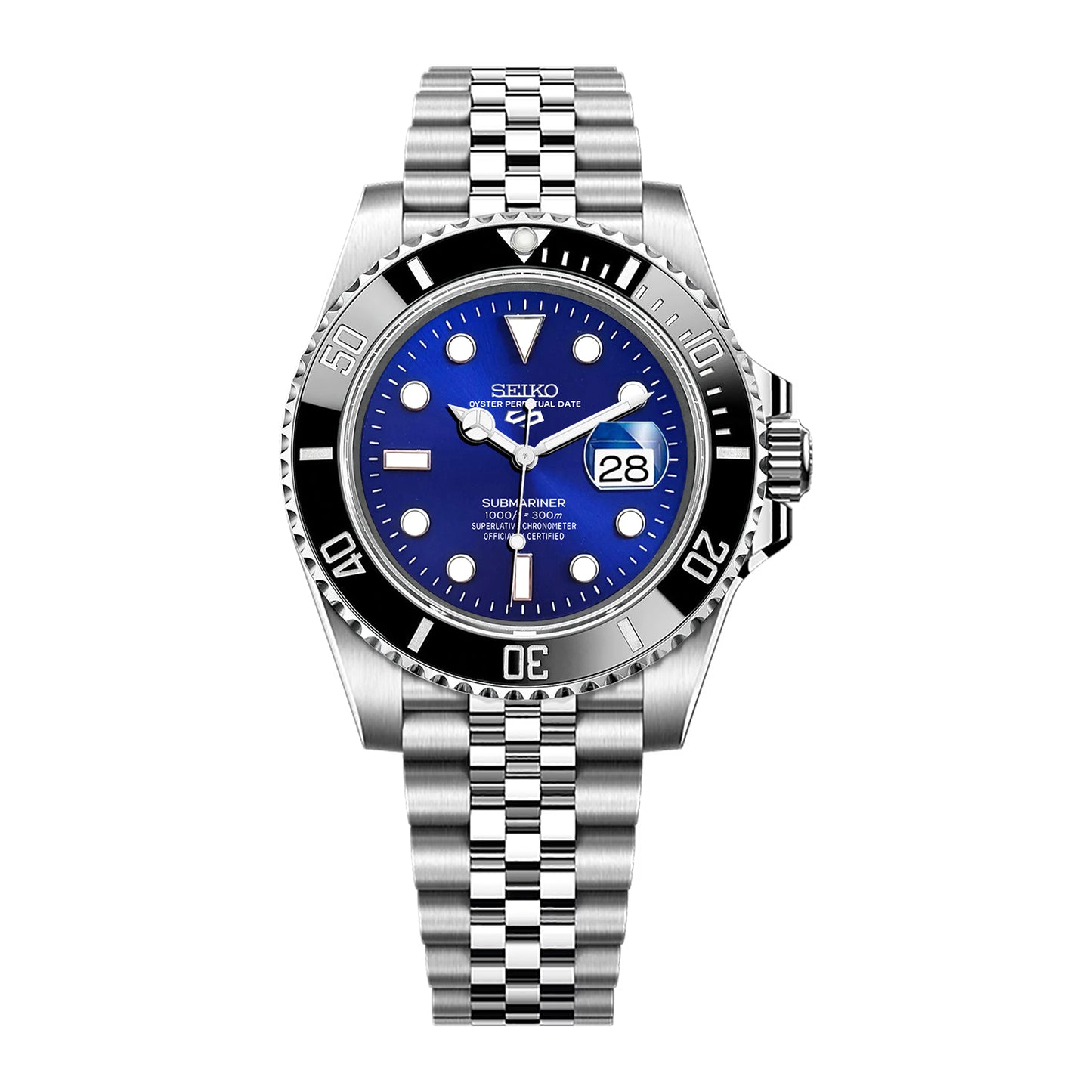 Seiko Sports Submariner Stainless Steel Jubilee Blue Dial - Black Bezel Insert