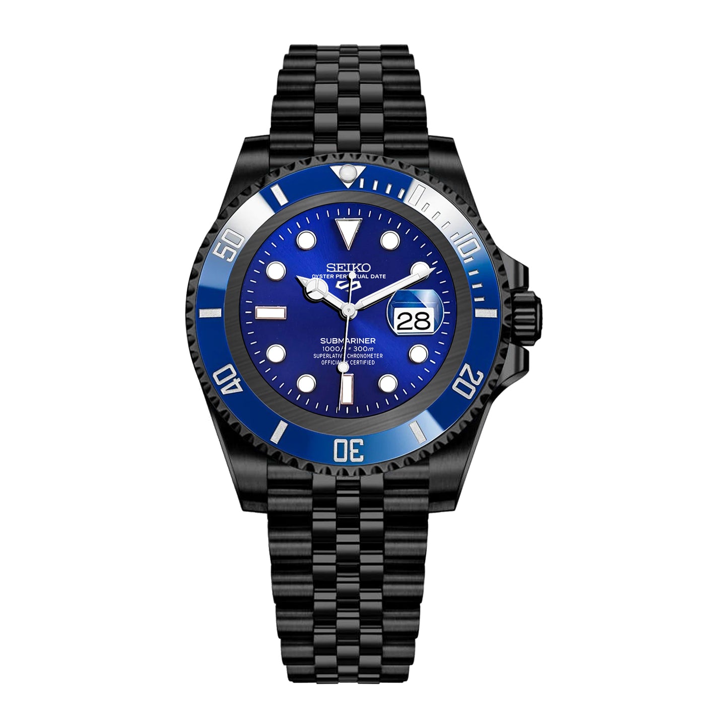 Seiko Sports Submariner PVD Jubilee Blue Dial - Blue Bezel Insert
