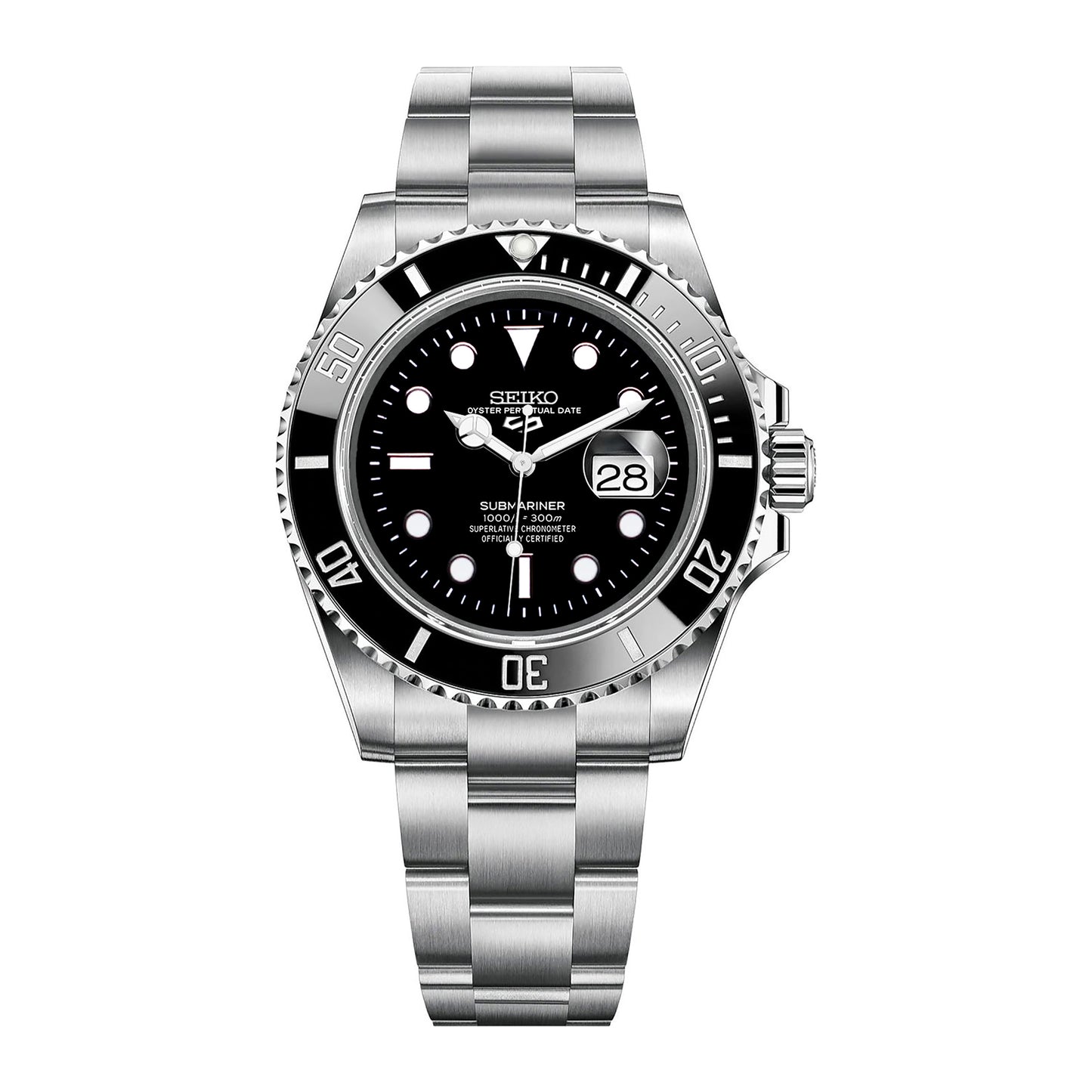 Seiko Sports Submariner Stainless Steel Oyster Black Dial - Black Bezel Insert