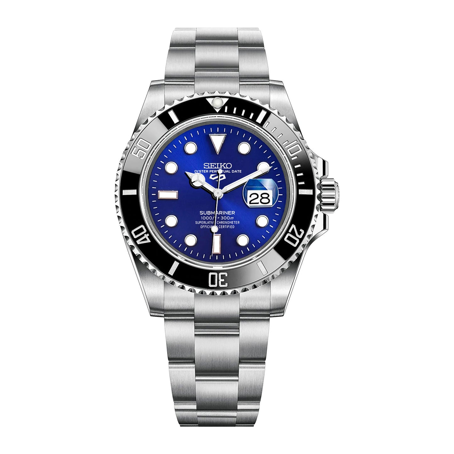 Seiko Sports Submariner Stainless Steel Oyster Blue Dial - Black Bezel Insert