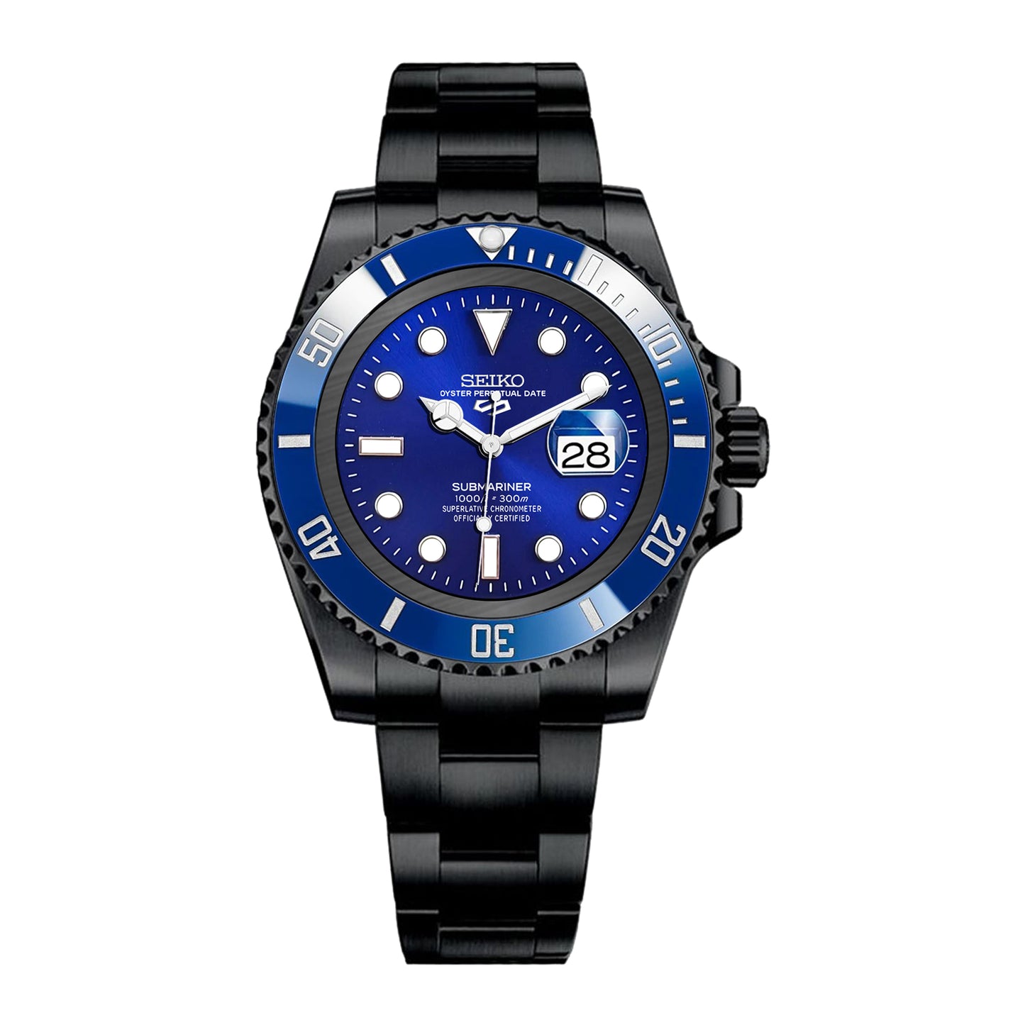Seiko Sports Submariner PVD Oyster Blue Dial - Blue Bezel Insert