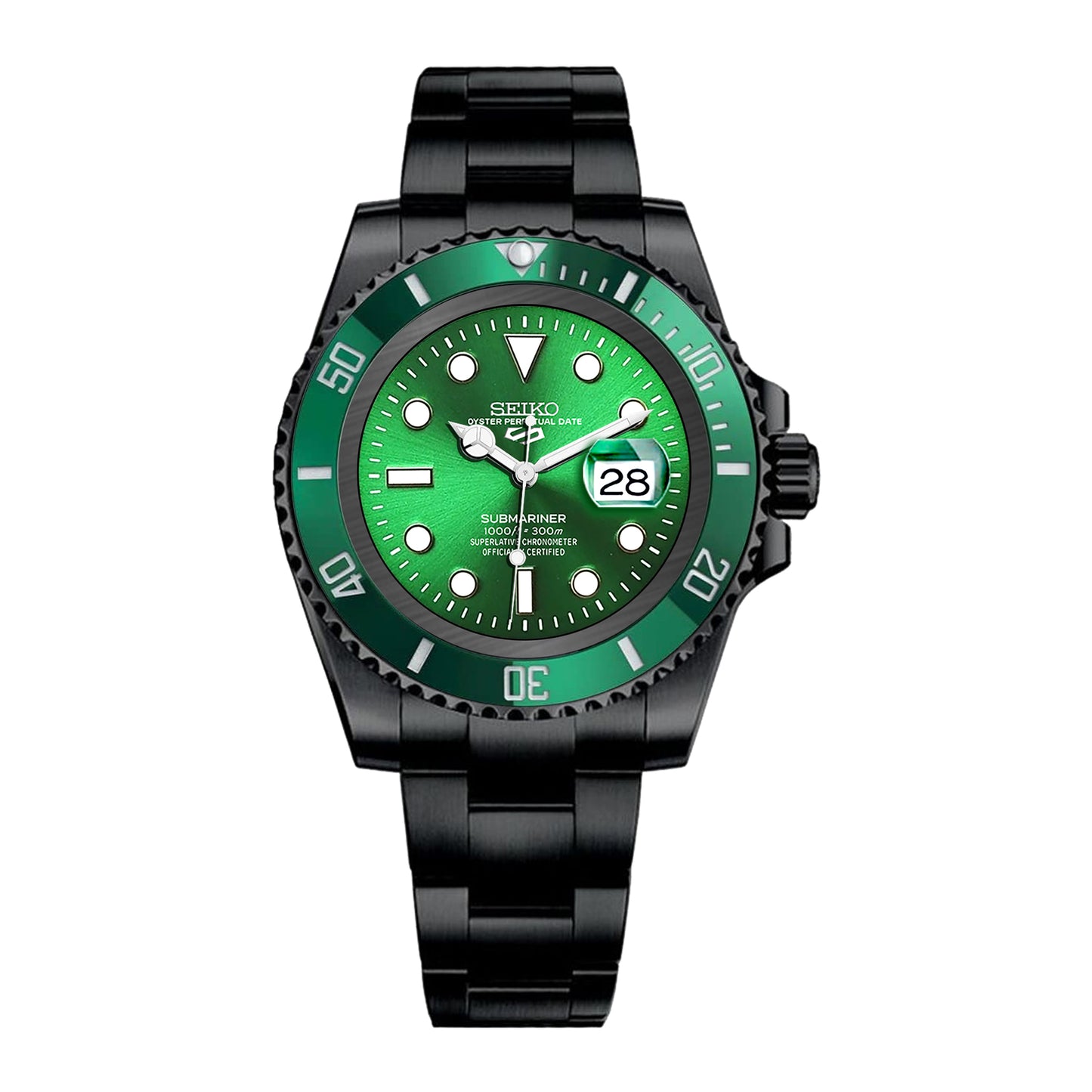 Seiko Sports Submariner PVD Oyster Green Dial - Black Bezel Insert