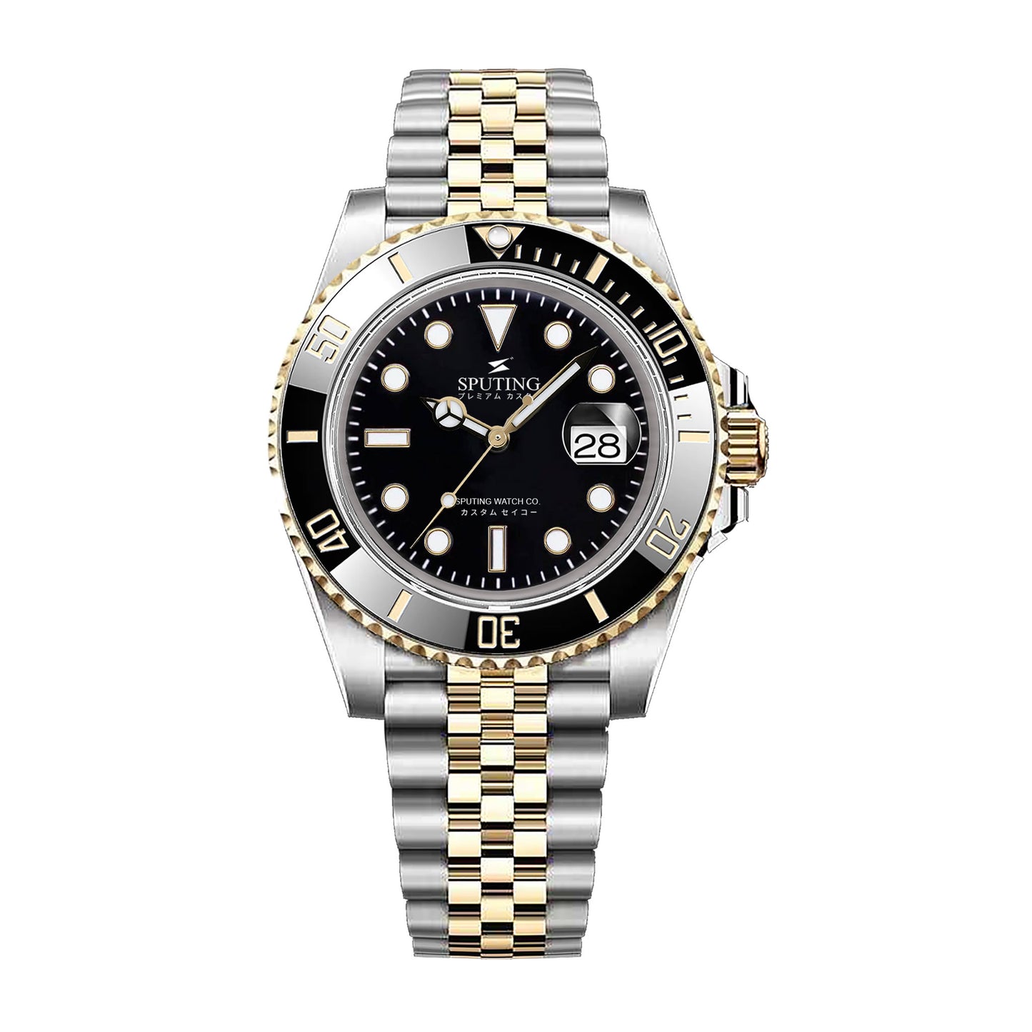 Sputing Submariner Two-tone Jubilee Black Dial - Black and Gold Bezel Insert