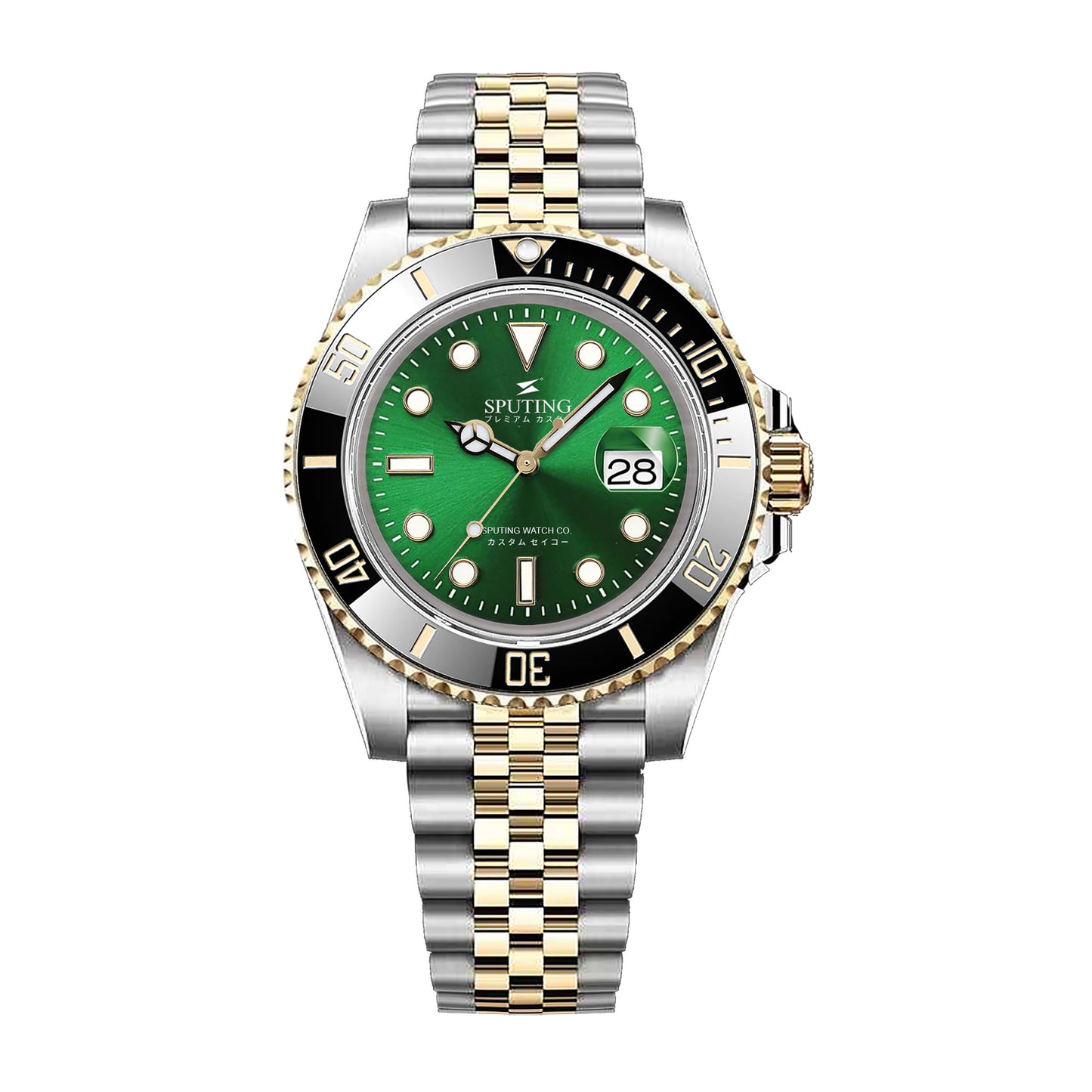 Sputing Submariner Two-tone Jubilee Green Dial - Black and Gold Bezel Insert
