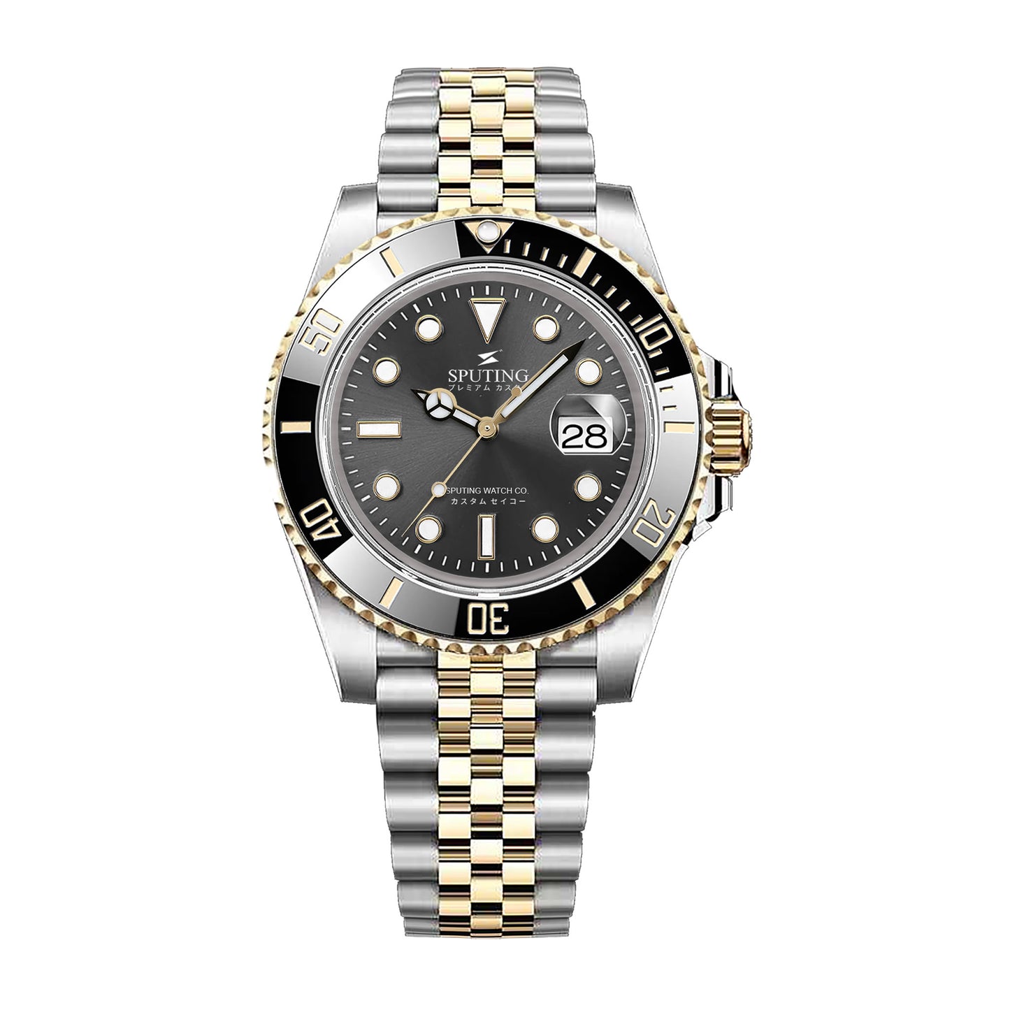 Sputing Submariner Two-tone Jubilee Grey Dial - Black and Gold Bezel Insert