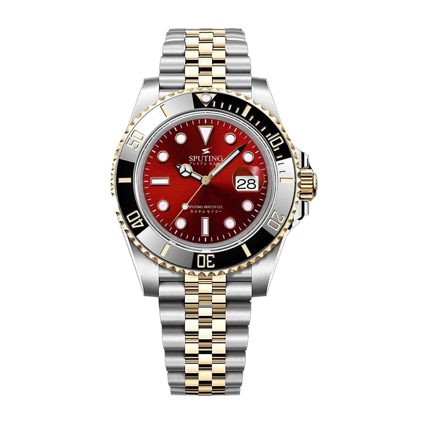 Sputing Submariner Two-tone Jubilee Red Dial - Black and Gold Bezel Insert