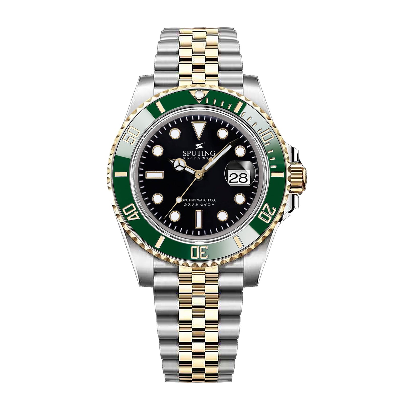 Sputing Submariner Two-tone Jubilee Black Dial - Green and Gold Bezel Insert