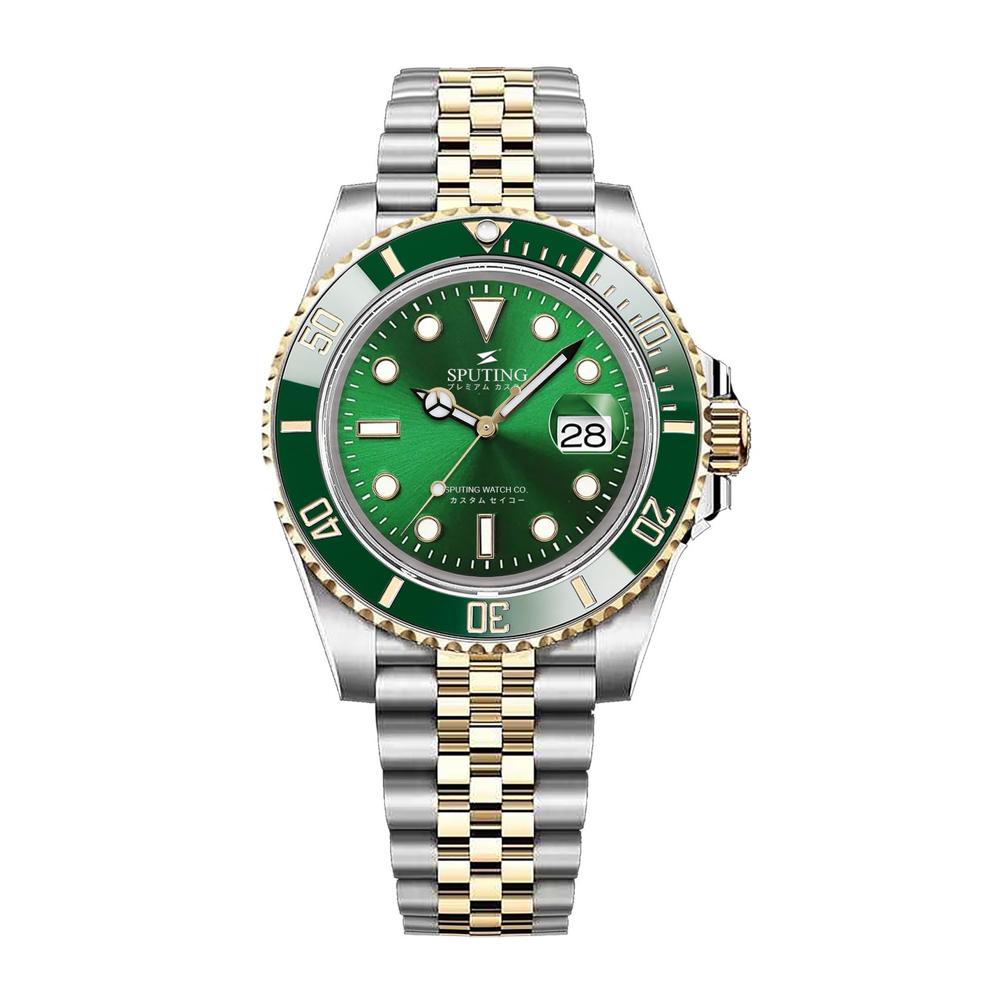 Sputing Submariner Two-tone Jubilee Green Dial - Green and Gold Bezel Insert