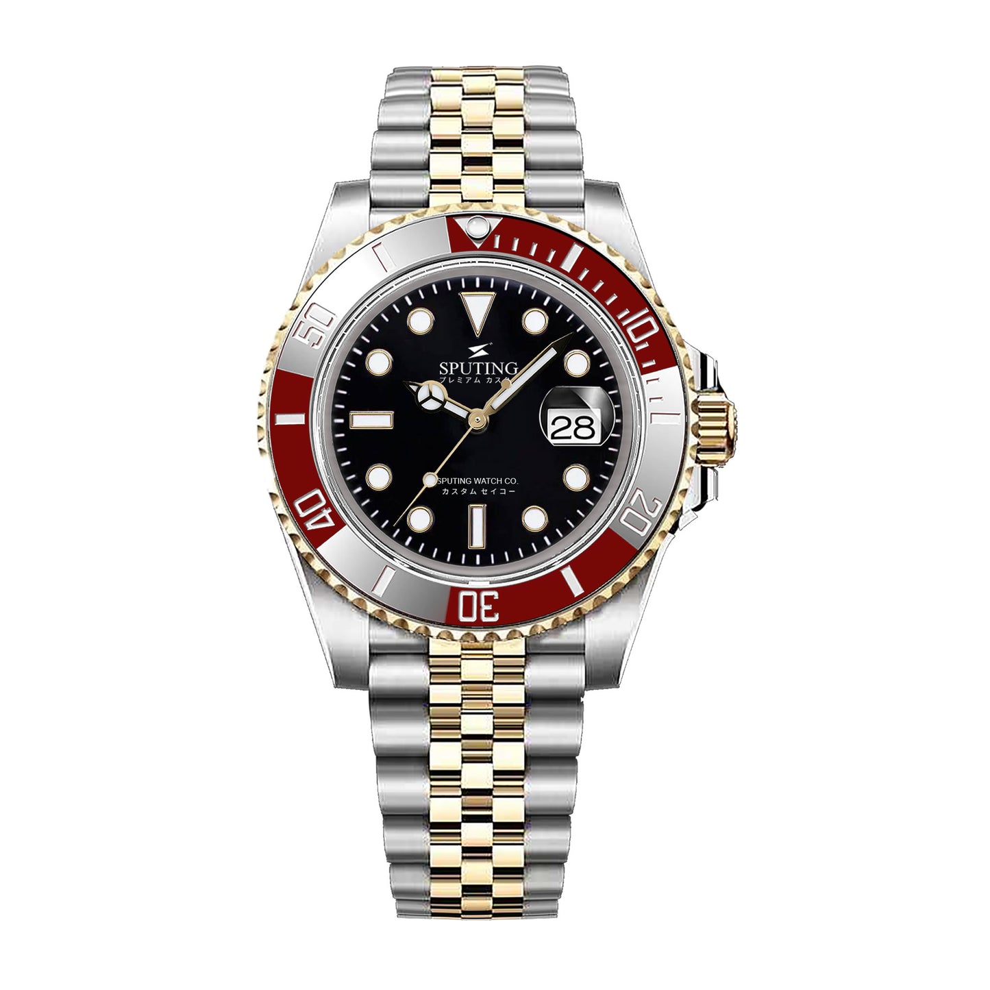 Sputing Submariner Two-tone Jubilee Black Dial - Red and White Bezel Insert