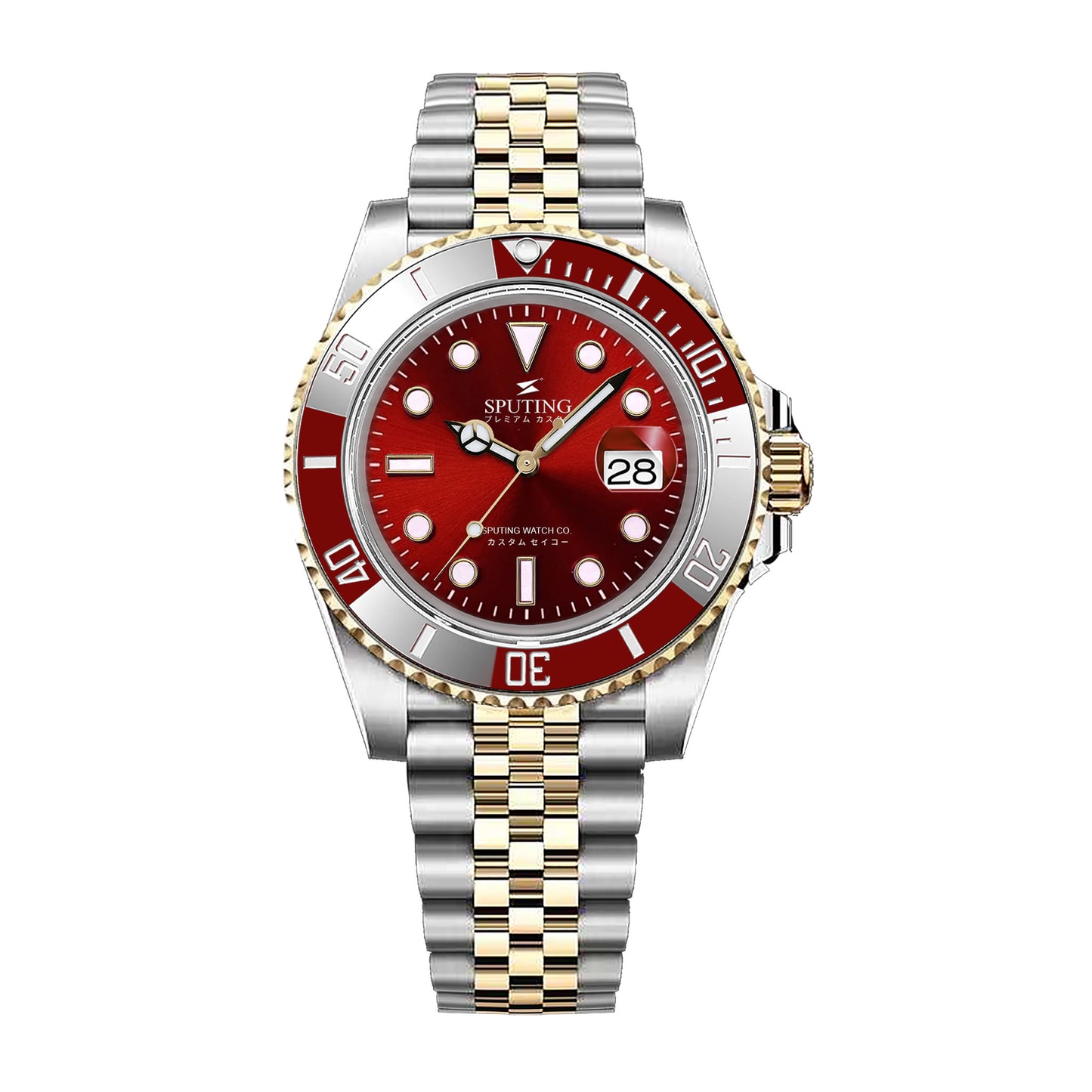 Sputing Submariner Two-tone Jubilee Red Dial - Red and White Bezel Insert