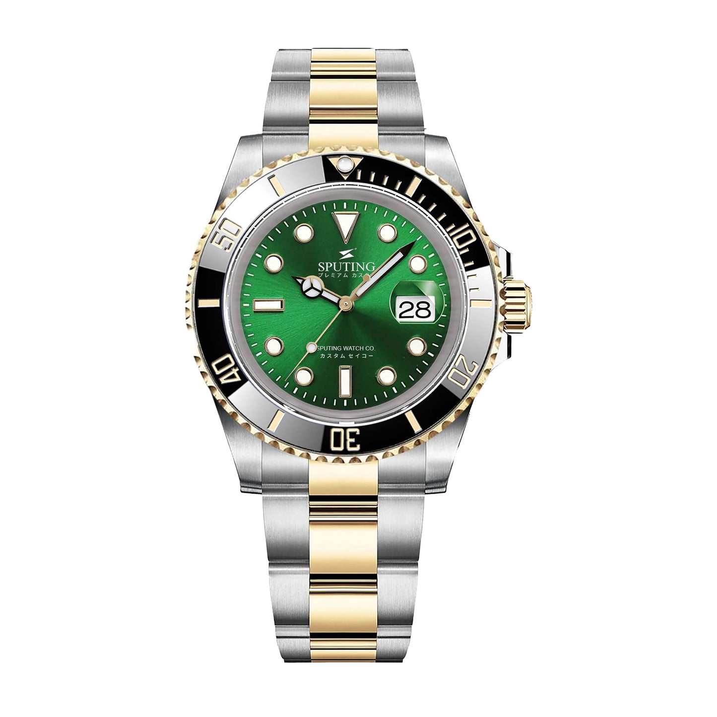 Sputing Submariner Two-tone Oyster Green Dial - Black and Gold Bezel Insert