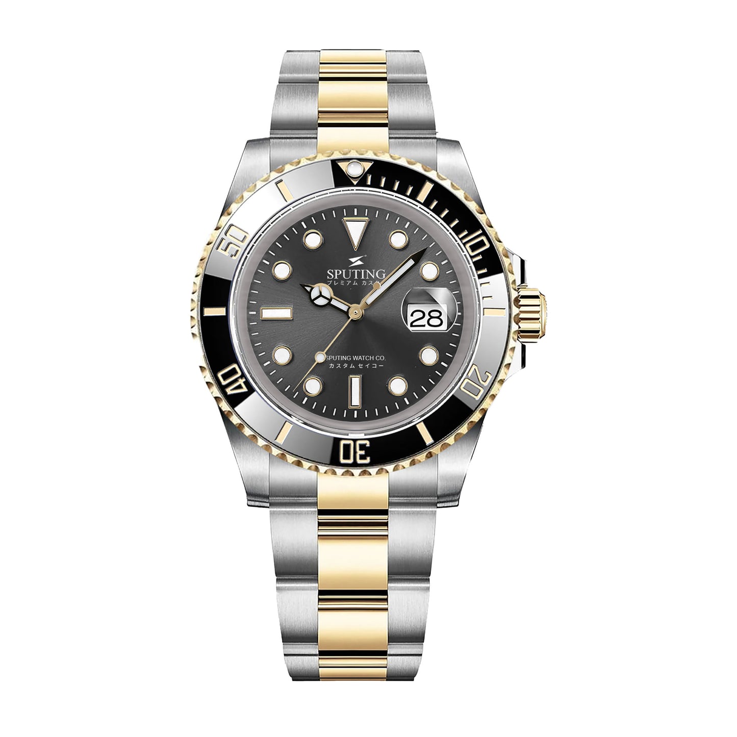 Sputing Submariner Two-tone Oyster Grey Dial - Black and Gold Bezel Insert