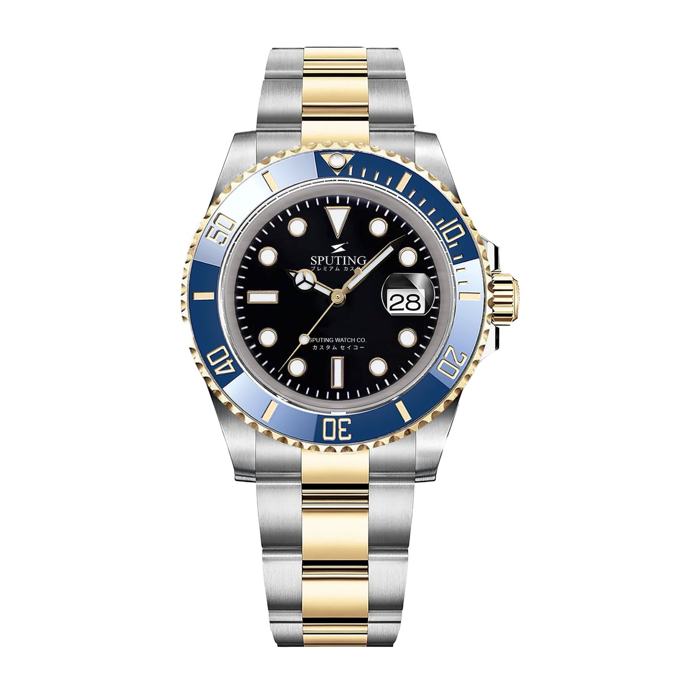 Sputing Submariner Two-tone Oyster Black Dial - Blue and Gold Bezel Insert