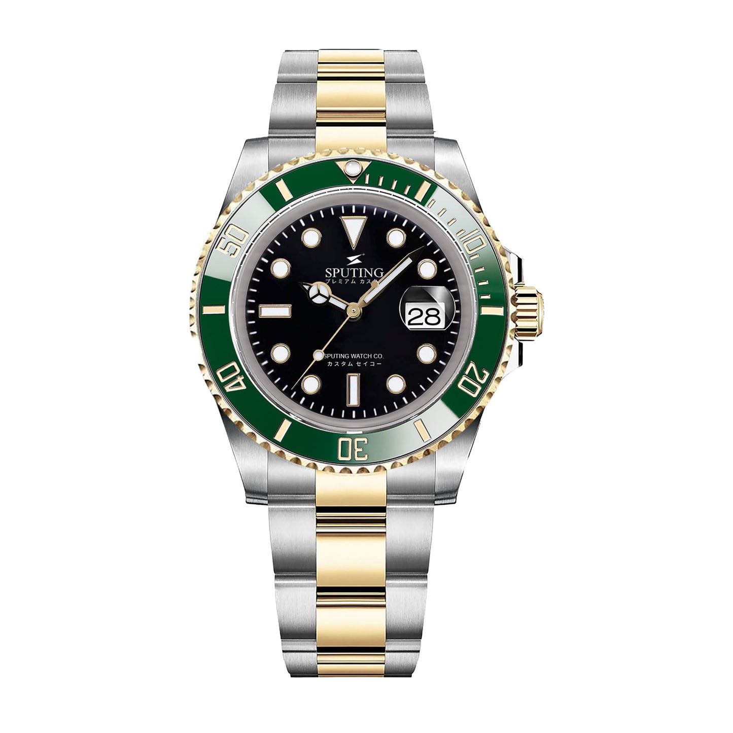 Sputing Submariner Two-tone Oyster Black Dial - Green and Gold Bezel Insert