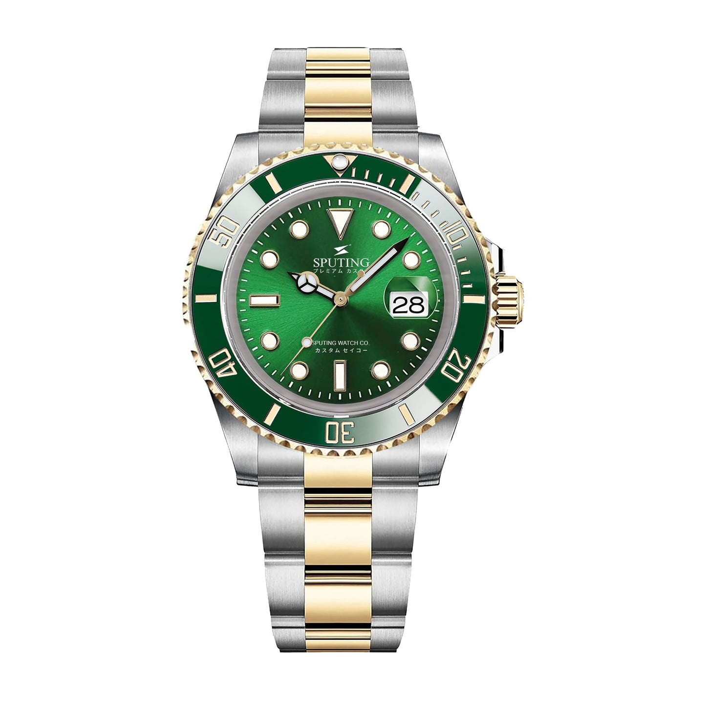 Sputing Submariner Two-tone Oyster Green Dial - Green and Gold Bezel Insert