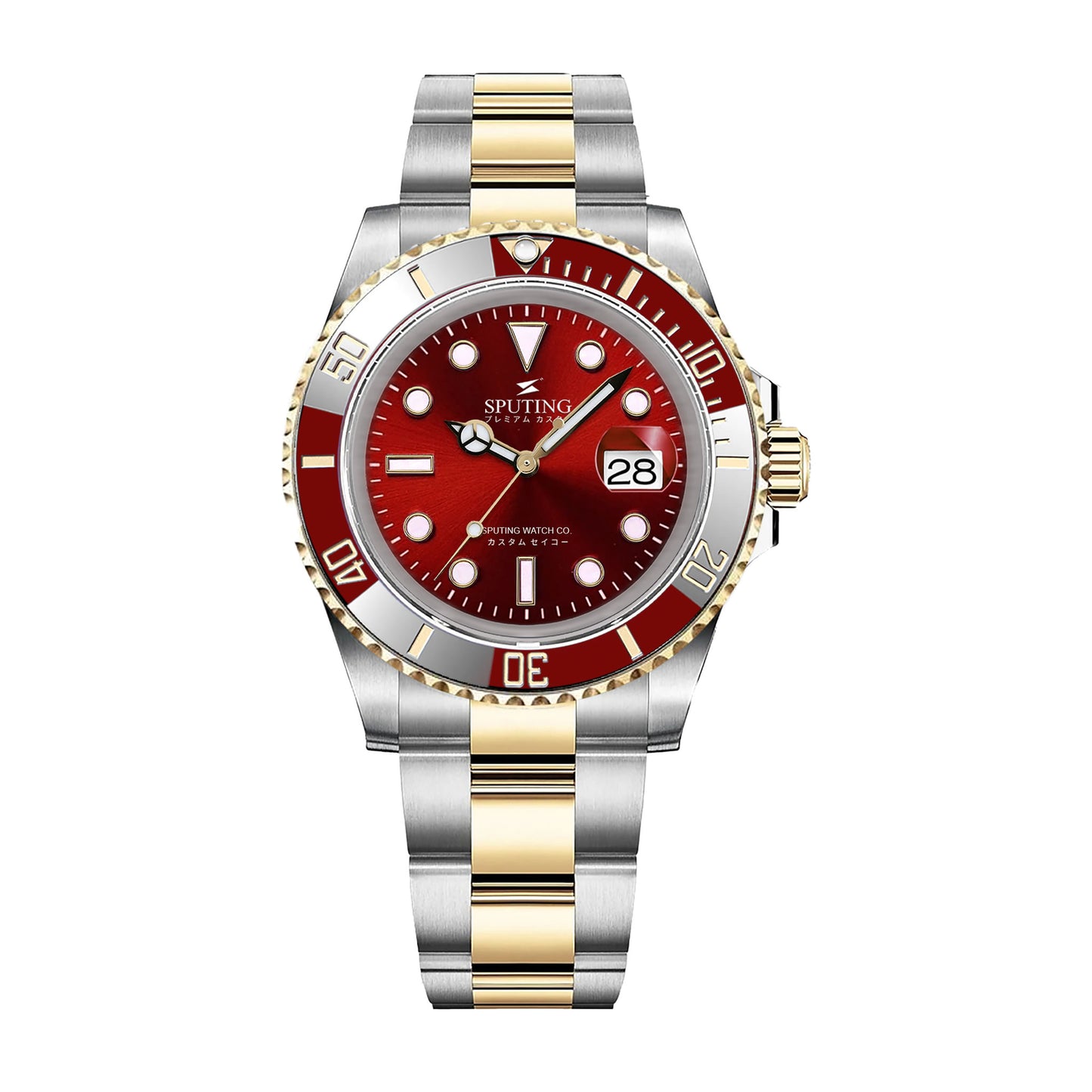 Sputing Submariner Two-tone Oyster Red Dial - Red and White Bezel Insert
