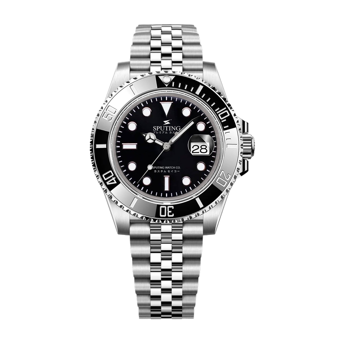 Sputing Submariner Stainless Steel Jubilee Black Dial - Black Bezel Insert