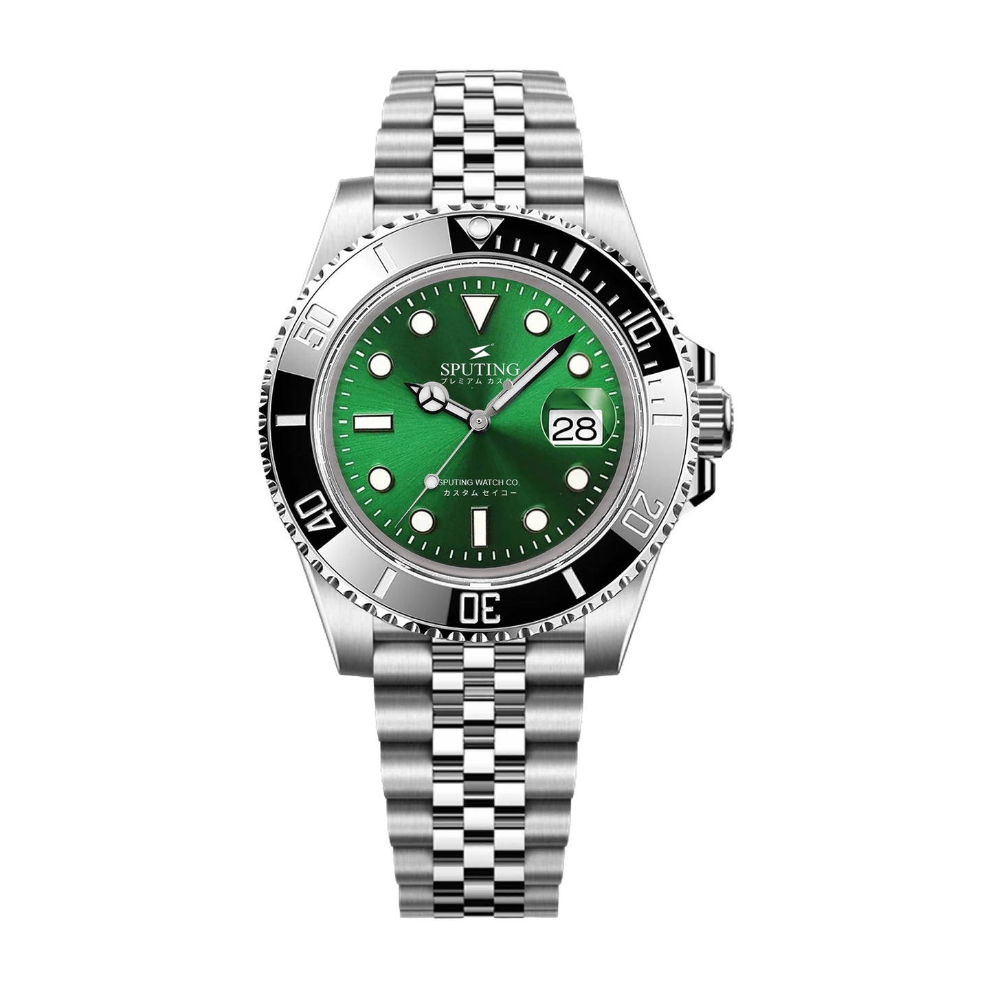 Sputing Submariner Stainless Steel Jubilee Green Dial - Black Bezel Insert