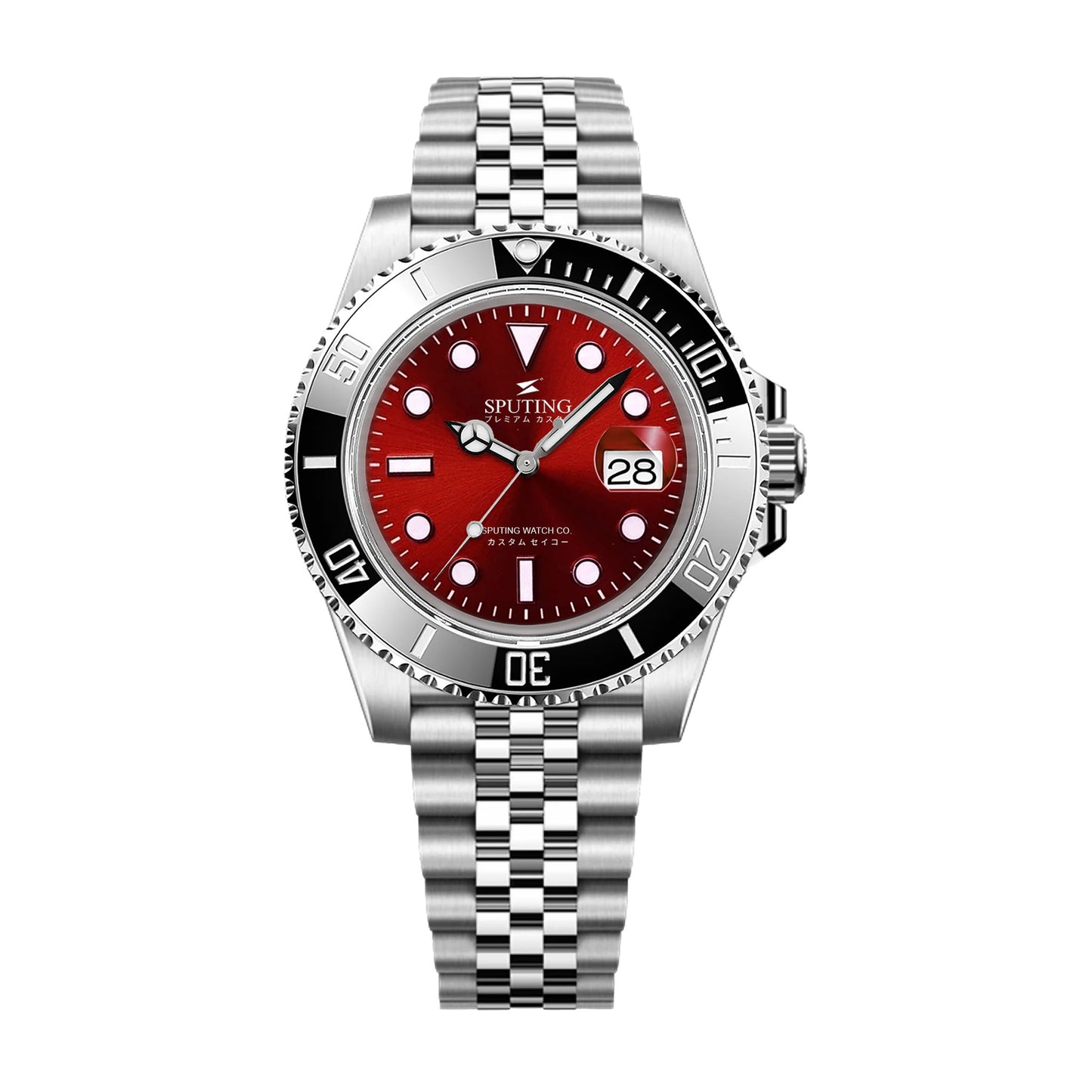 Sputing Submariner Stainless Steel Jubilee Red Dial - Black Bezel Insert