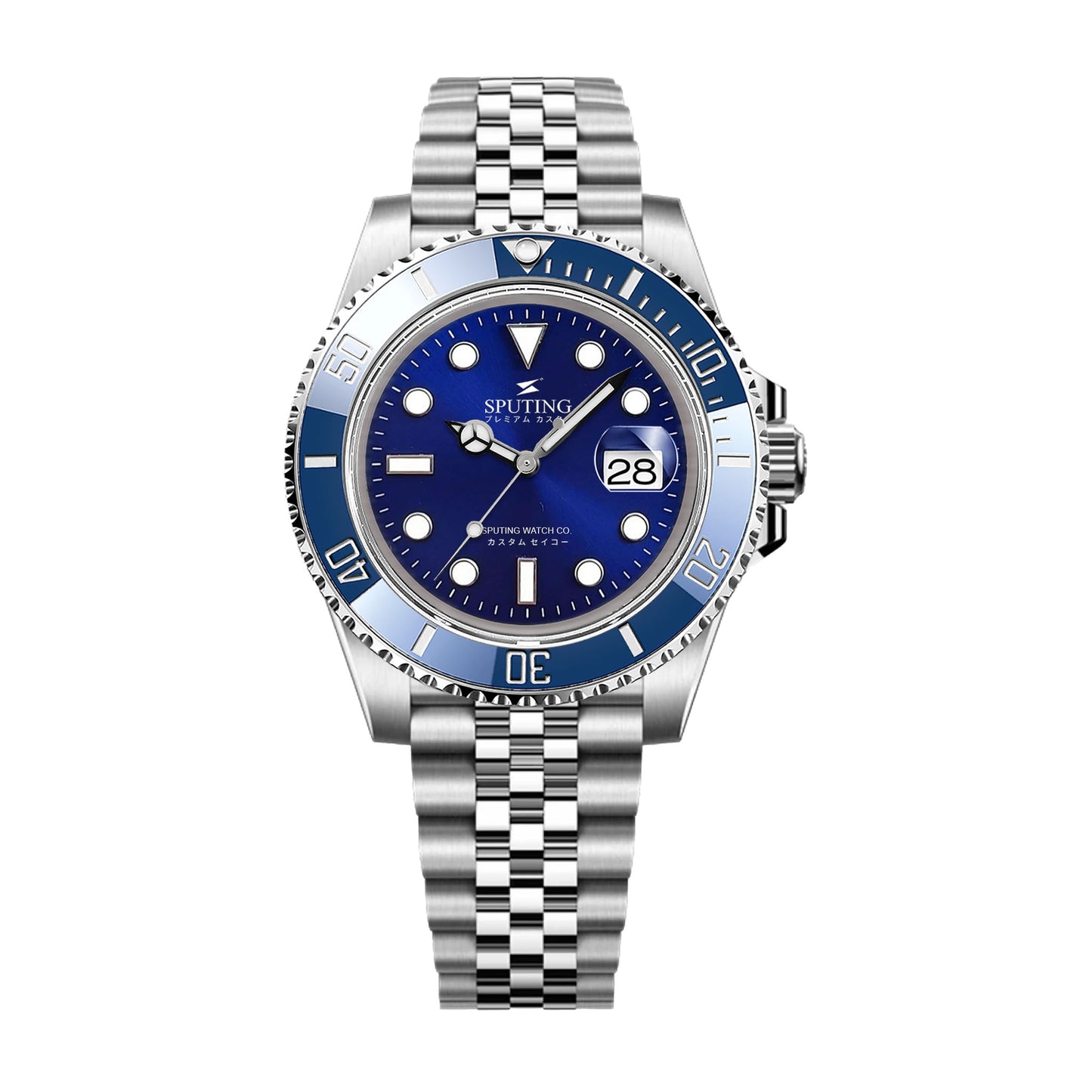 Sputing Submariner Stainless Steel Jubilee Blue Dial - Blue Bezel Insert