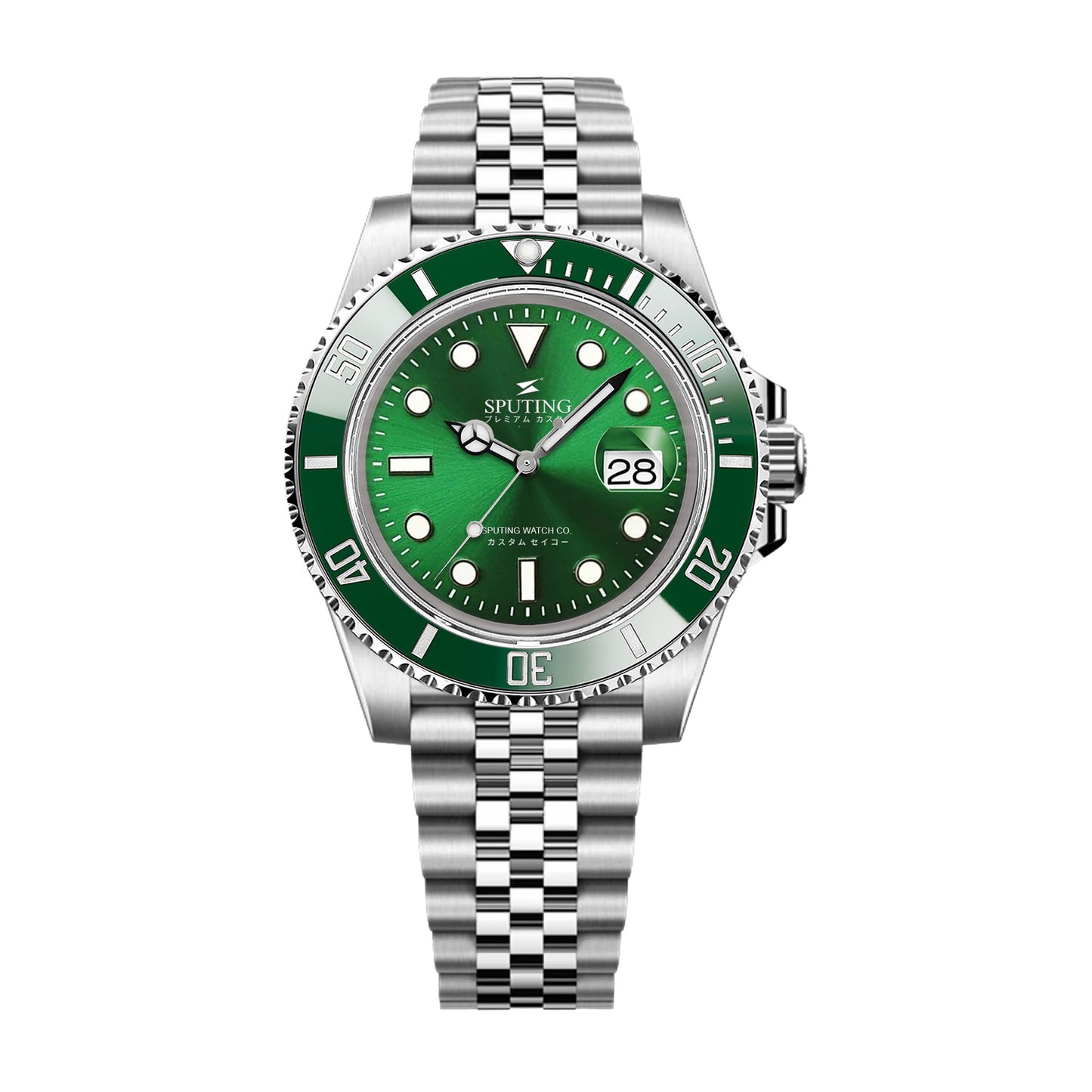 Sputing Submariner Stainless Steel Jubilee Green Dial - Green Bezel Insert