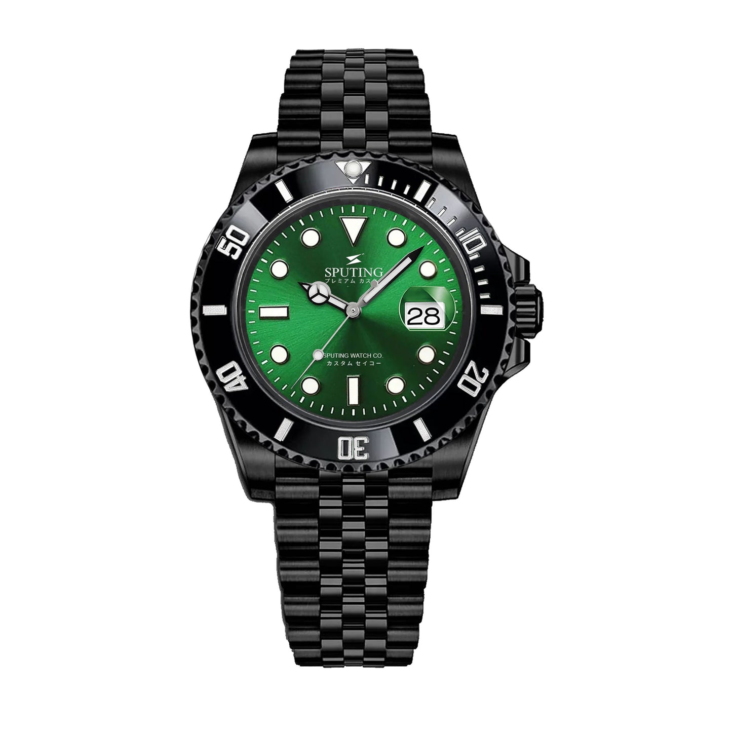Sputing Submariner PVD Jubilee Green Dial - Black Bezel Insert