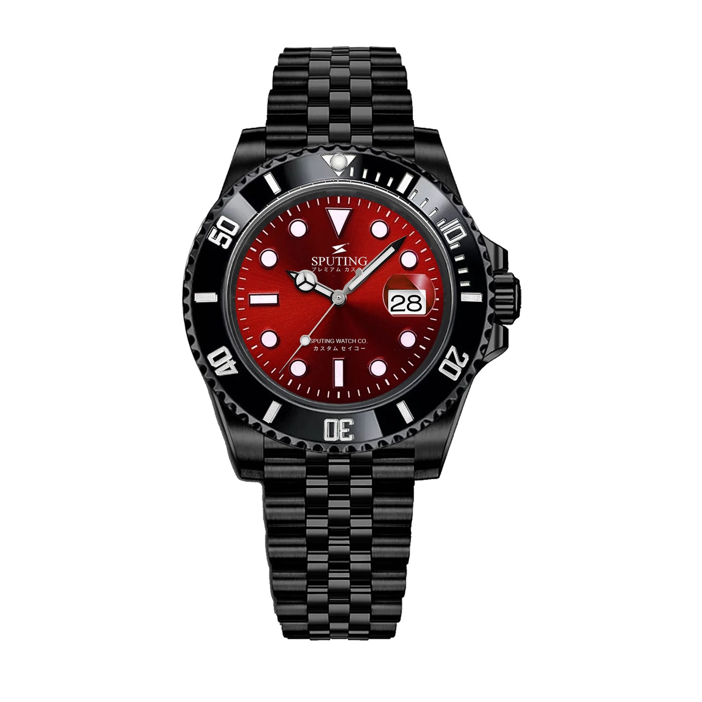 Sputing Submariner PVD Jubilee Red Dial - Black Bezel Insert