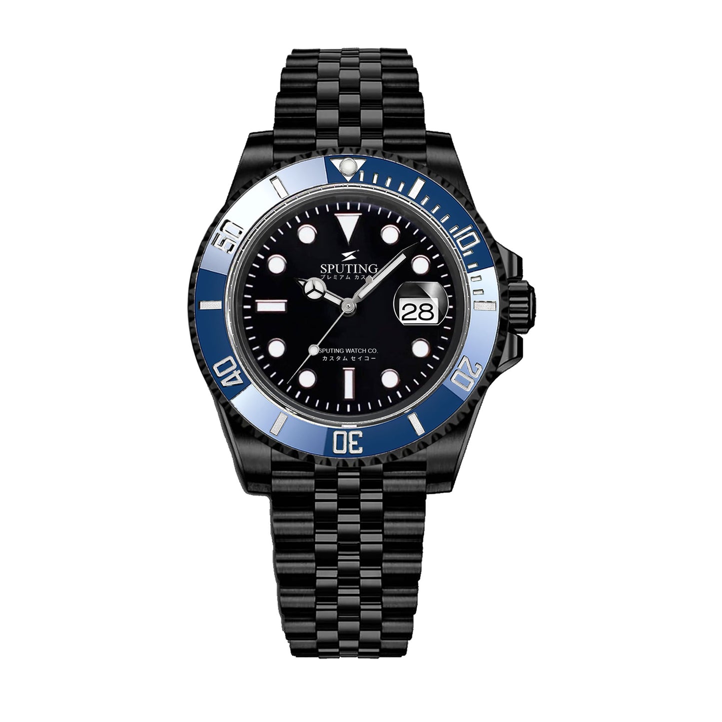 Sputing Submariner PVD Jubilee Black Dial - Blue Bezel Insert