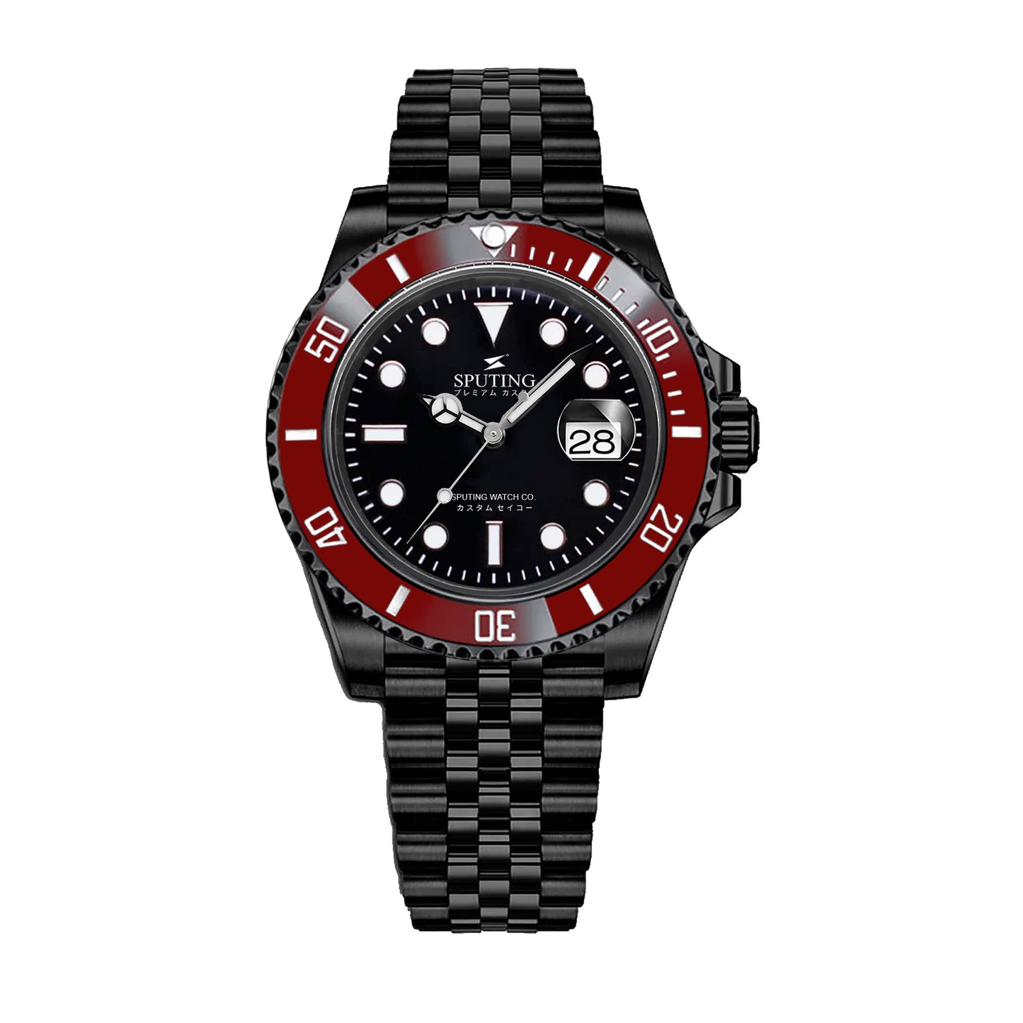 Sputing Submariner PVD Jubilee Black Dial - Red Bezel Insert