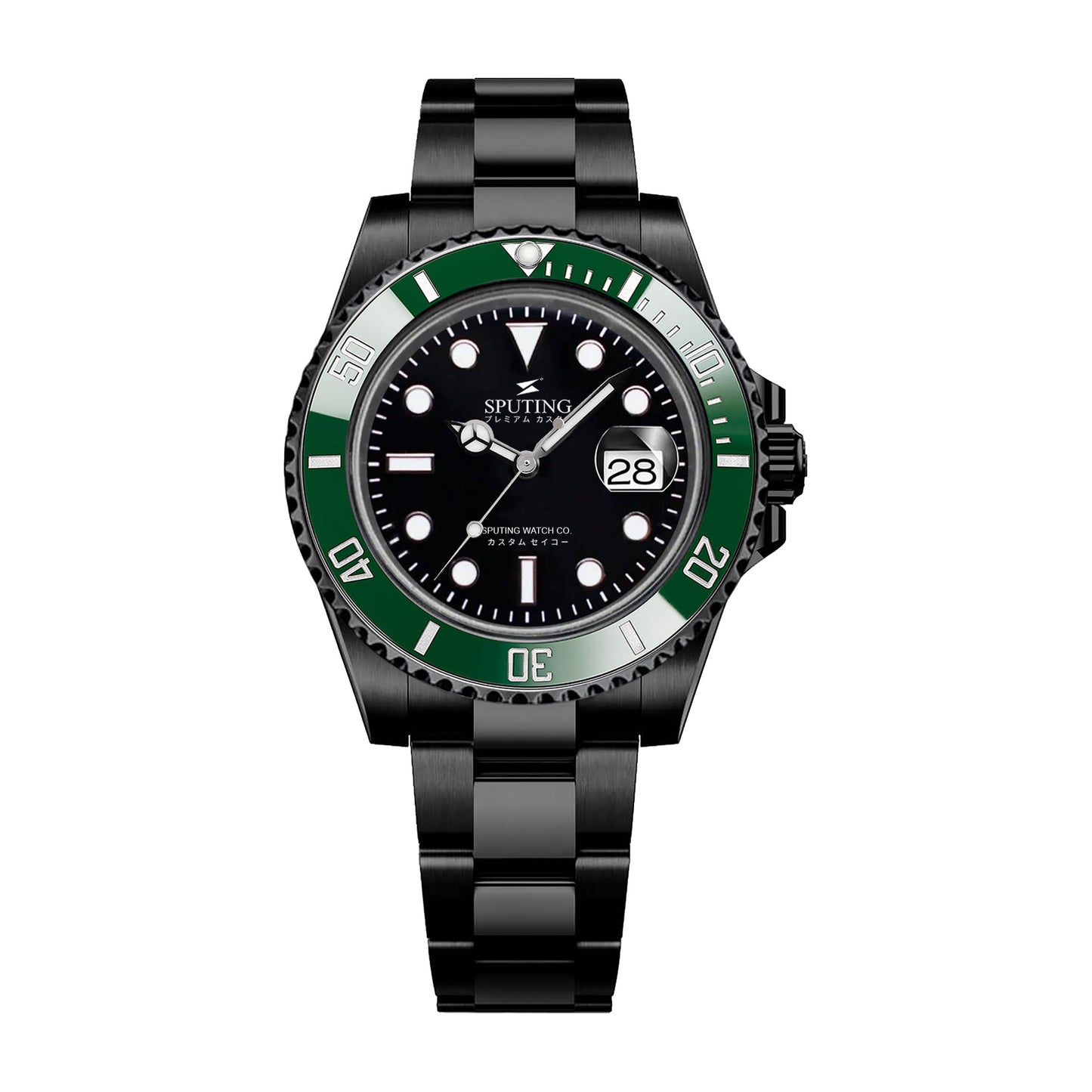Sputing Submariner PVD Oyster Black Dial - Green Bezel Insert