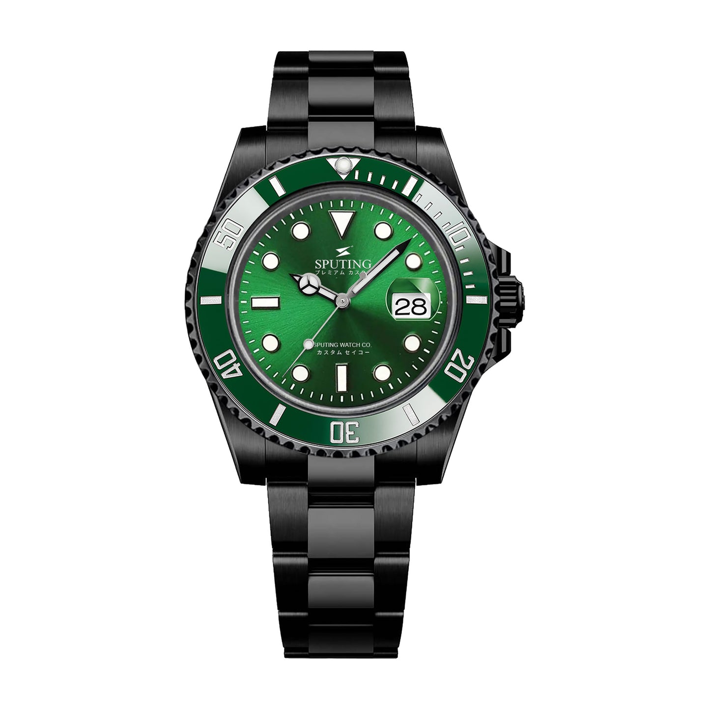 Sputing Submariner PVD Oyster Green Dial - Green Bezel Insert