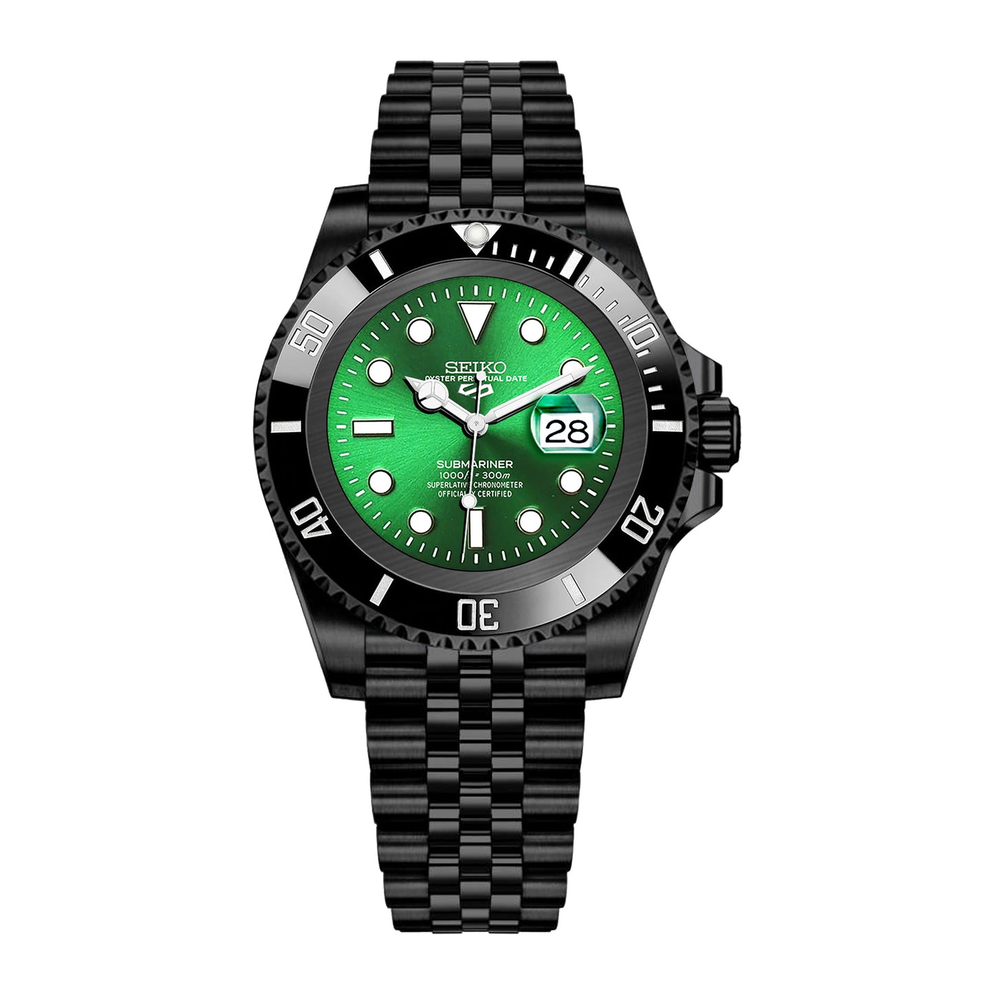 Seiko Sports Submariner PVD Jubilee Green Dial - Black Bezel Insert