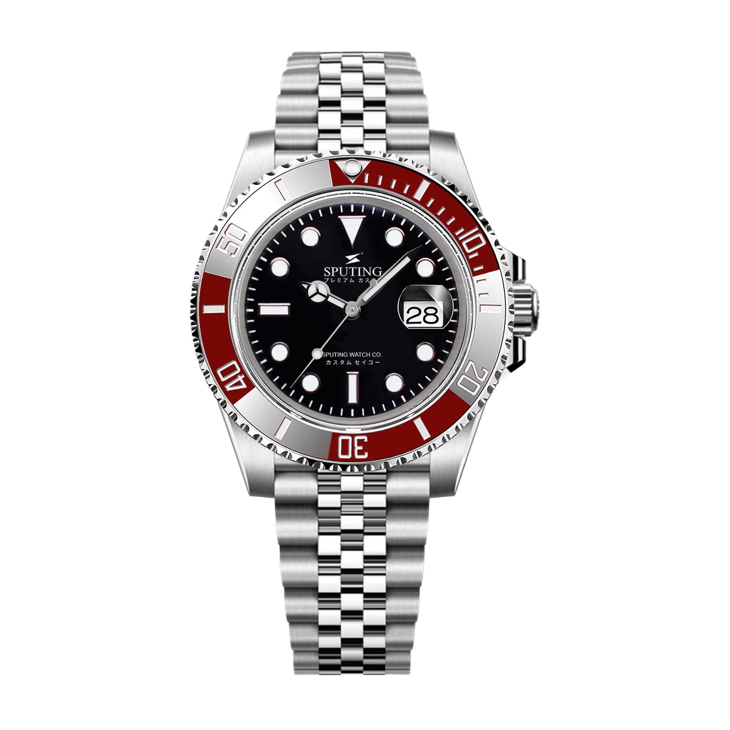 Commemorative Submariner Stainless Steel Jubilee Black Dial - Red Bezel Insert